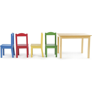 Bàn Bằng Gỗ Và <span class=keywords><strong>4</strong></span> Ghế Đặt Mạnh Mẽ <span class=keywords><strong>Toddler</strong></span> Bảng Và Ghế Đặt Cho Trẻ Mới Biết Đi Trẻ Em Nghệ Thuật Thủ Công Và Thời Gian Ăn Nhẹ - Product Image 6