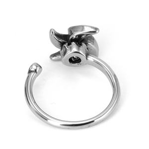 316L Stainless Steel Fidget Rings Pinwheel Design Small <b>Stud</b> Detail Open Adjustable Fashion Jewelry for Men Women Daily Wear - Product Image 3