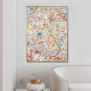 Moderno fatto a mano in bianco e nero parete arte Pollock stile a goccia riproduzioni di pittura a olio astratta per la decorazione della casa - Product Image 4