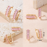 Pendientes De Moda Para Mujer Hengdian De Dubái Chapados En Oro Rosa De 18k Con Circonita Cúbica De Brillo Azul, Joyería De Fantasía Al Por Mayor De Fabricantes De China