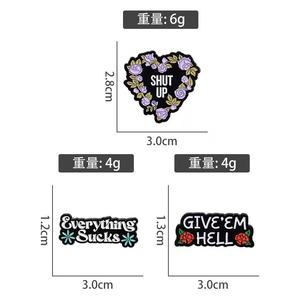 Épingles en émail « Cartoon Give Them Hell Everything Sucks » <span class=keywords><strong>pour</strong></span> <span class=keywords><strong>sac</strong></span> à dos, vêtements, badge en métal <span class=keywords><strong>pour</strong></span> revers, broches <span class=keywords><strong>pour</strong></span> col de chemise, accessoires <span class=keywords><strong>pour</strong></span> amis - Product Image 5
