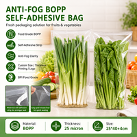 Op maat gemaakte transparante anti-condens BOPP zakken met zelfklevende sluiting voor vers product, groenten, sla, fruit en salade verpakkingen