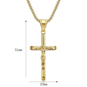 Collana Hip Hop 2024 gioielli in acciaio inox 18k oro placcato di cristallo croce collana pendente per gli uomini - Product Image 5