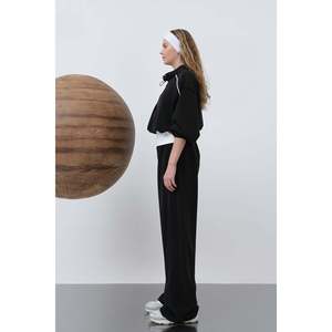Ensemble deux pièces en tricot pour femmes Noir Manches longues Décontracté Automne Respirant - Product Image 5