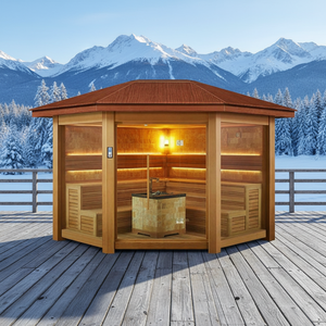 <span class=keywords><strong>Sauna</strong></span> Exterior de Gran Tamaño con Diseño de Pérgola Estilo Chino, <span class=keywords><strong>Sauna</strong></span> de Vapor Móvil de Lujo para 4-6 Personas - Product Image 2