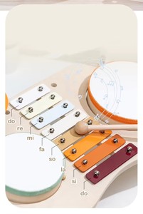 Giocattolo Multifunzionale per Bambini per Suonare Citera e Tamburi, <span class=keywords><strong>Tavolo</strong></span> <span class=keywords><strong>da</strong></span> Gioco in Legno e Giocattolo Musicale - Product Image 6