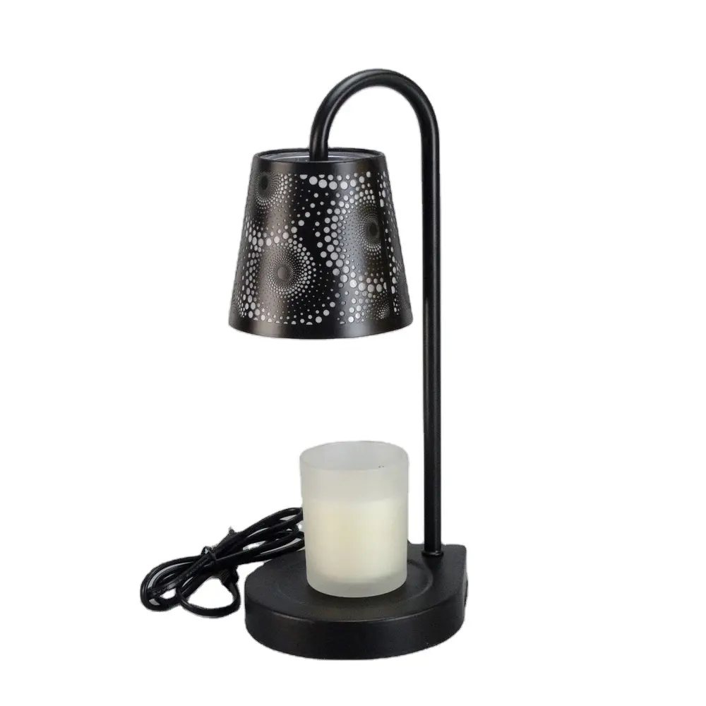 Calentador de cera de hierro negro, lámpara de mesa, calentador de velas de fragancia eléctrica para decoración del hogar