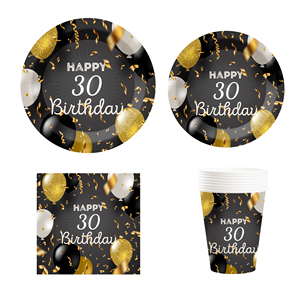 DAMAI - Artículos para Fiesta de Cumpleaños Azul Número 50, Platos Negros y Dorados de 300 GSM, Servilletas Azules, Recuerdos para Fiesta de Cumpleaños, Sirve para 8 Personas - Product Image 4