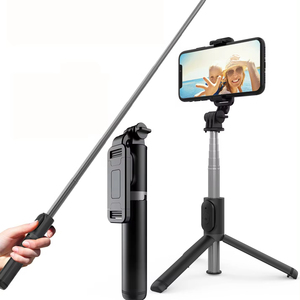 Perche à <span class=keywords><strong>selfie</strong></span> miroir <span class=keywords><strong>Q01</strong></span> avec trépied portable, télécommande Bluetooth sans fil détachable et mini trépied - Product Image 1