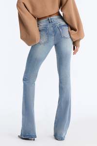 Jean Bootcut <span class=keywords><strong>Femme</strong></span> Taille Basse, Denim Extensible Sculptant, Lavage Vintage, Coupe Slim, Style Rétro, Pantalon Évasé, Streetwear, Vente en Gros - Product Image 2