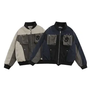 Giacca Casual da Uomo LAYENNE con Tasche Utility Oversize, Giacca Varsity alla Moda, Abbigliamento Color Block, Giacca Cargo - Product Image 5
