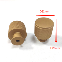 Kenop Knurl lemari Diameter 22mm, kenop mendorong pintu kabinet furnitur dapur aluminium