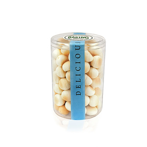 Round PS clear plastic food cookie Jar with Lid/candy packaging container