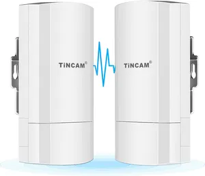 TiNCAM 2-Pack 300Mbps Wireless Outdoor CPE Kit Punto a punto de acceso inalámbrico 2,4G WiFi Bridge Admite 1,5 KM