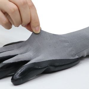 شعار مخصص لون 13 غ أحمر بوليستر أسود ناعم مطلي بالنتريل مبطنة بالغمس Guantes De Nitrilo الصناعية - Product Image 5