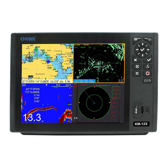 KM-12X 12 Inch Marine Navigator Radar Detector Gps Chart Plotter Built-in Class B Ais Transponder Combo with Fish Finder