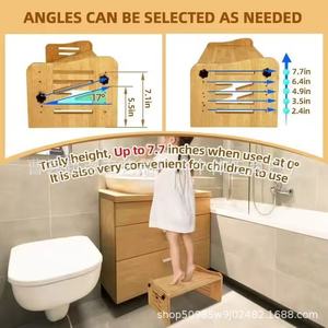 Adjustable <b>Wooden</b> Footstool <b>Solid</b> Pine Step Stool For Home Office <b>Desk</b> Children Use - Product Image 4