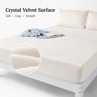Housse de matelas en velours cristal personnalisée avec logo OEM, épaisse et chaude, drap de lit en peluche, vente en gros transfrontalière