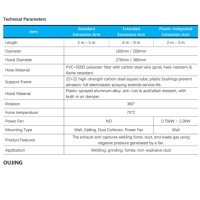 Bras anti-fumée de soudage, stabilisation sans dérive, 2-9m, 160/200mm, résistant à l'usure, à la chaleur et à la corrosion, large couverture, en stock