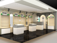 Optikgeschäft Komplette Raumgestaltung Vitrine Brillen-Präsentationsregal Brillengeschäft Glasvitrine Ladendekoration
