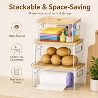 Organisateur sous évier personnalisé, distributeur de sacs poubelles en plastique, ensemble de 3 organisateurs empilables pour garde-manger, buanderie et maison