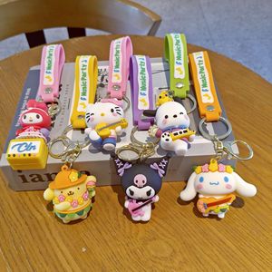 For Sanrio Music Party Cartoon Silicone Eco-friendly Carabiner Keychain Cute Backpack Pendant Zinc Plush Toy Gift