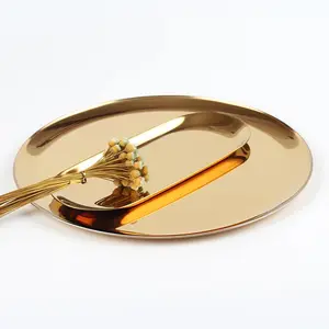 Kunden spezifische Luxus Spiegel Aufbewahrung stablett Silber Gold Roségold Edelstahl Tablett Kosmetik Schmuck Metall Runde Aufbewahrung stablett