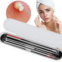 Kit de 4 outils anti-comédons et anti-acné en acier inoxydable argenté – Aiguilles pour l'élimination des boutons