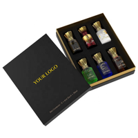 Boîte cadeau magnétique noire personnalisée pour flacons d'huile d'attar de 3 ml et 6 ml, emballage en papier