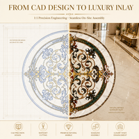 Mosaïque personnalisée en marbre blanc de Carrare, motif jet d'eau, pour décoration intérieure, incrustation de carreaux polis, décoration de sol, villa privée