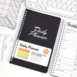 Carnet de notes IMODA A5 non daté pour liste de tâches quotidiennes, planning horaire, agenda de rendez-vous, fournitures scolaires et de bureau, couverture en cuir, 80 pages - Product Image 1