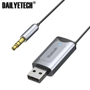 Dailyetech penerima Audio mobil, USB Bluetooth 5.3 Audio 3.5mm AUX Kit musik Stereo mendukung kartu TF Mainkan dengan HD mikrofon untuk Speaker