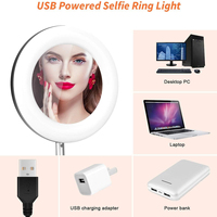Portable Multifonctionnel Dimmable LED Selfie Vidéo Continue Halo Anneau Lumière Zoom Live Stream Support de Téléphone avec Miroir de Maquillage
