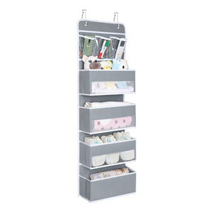 <strong>Over</strong> <strong>Door</strong> Hanging Fabric Eco-Friendly Nursery Closet Organizer with 4 Large &amp; 3 Small PVC Pockets for Baby Storage &amp; Toys - Product Image 1