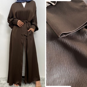 Abaya Islámica Abierta con Bolsillos en Satén Acanalado Suave para Mujeres Musulmanas Elegantes 1975, Super Oferta # - Product Image 2