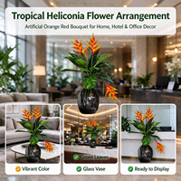 Fleurs artificielles en latex de Heliconia hawaïenne au toucher réel, tige florale faite à la main, décoration intérieure, mariage, événement