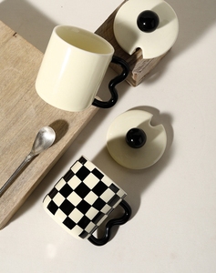 High Quality Wholesale Mug Gift Ceramic Set Basic Style Striped Black White Unique Ceramic Coffee Mugs - Product Image 2