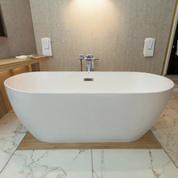 Baignoire autoportante ovale moderne en acrylique avec drain, pour intérieur/extérieur, bain à remous d'angle, certifiée CUPC, robinet inclus, pour hôtels, garantie 3 ans