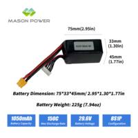 Batterie de drone au lithium dernière génération 2026, 8S 29.6V 150C haute puissance 1050mAh Lipo, packs de batteries pour drone FPV Interceptor