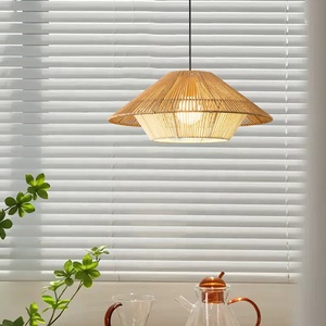 Lampadario in corda fatta <span class=keywords><strong>a</strong></span> <span class=keywords><strong>mano</strong></span> su misura stile francese in juta naturale appeso in Rattan lampada pendente per ristoranti - Product Image 5