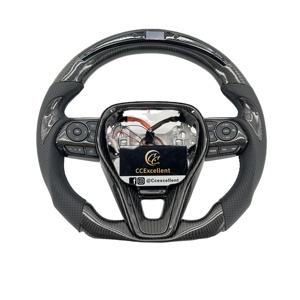 Volant sport en cuir perforé et fibre de carbone personnalisé avec écran LED - Qualité supérieure - Product Image 1