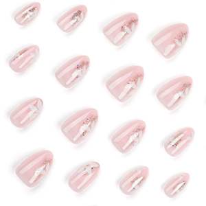 Prensa <span class=keywords><strong>rosa</strong></span> en las <span class=keywords><strong>uñas</strong></span> Pegamento corto en flores blancas de almendra Brillo brillante <span class=keywords><strong>Palo</strong></span> artificial duro en las <span class=keywords><strong>uñas</strong></span> <span class=keywords><strong>para</strong></span> mujeres y <span class=keywords><strong>niñas</strong></span> 24 piezas - Product Image 4