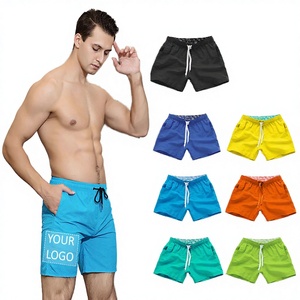 Shorts de bain décontractés pour hommes, personnalisables avec logo, couleur unie, séchage rapide, en polyester, avec cordon de serrage et taille mi-haute - Product Image 2