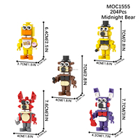Peluches FNAF Freddy Foxy Midnight Bear Stage Building Block Sets Diy Kits MOC Bricks Set Jouets pour enfants MOC1554-MOC1566