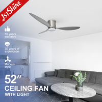 1stshine Quiet Dc Motor 3 aspas de plástico plateado Techo bajo Montaje empotrado Led Ventilador de techo con luz