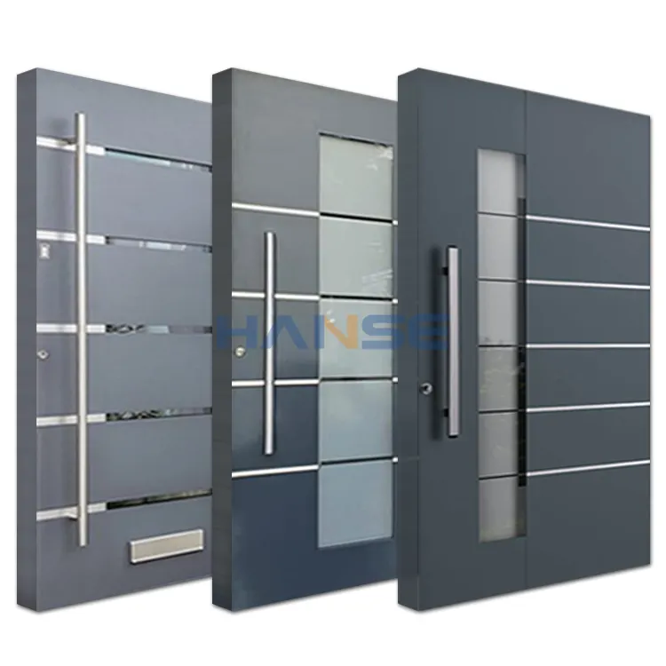 Entrada Principal de Seguridad Externa metal 304 SS diseño de puerta de una sola puerta de acero inoxidable con manija cerradura inteligente y tapón