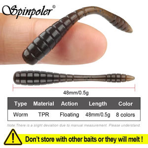 Leurre souple lumineux Spinpoler Mini Finesse Ajing Worm 4,8 cm en TPR pour la pêche au rockfish, leurre nageur pour eau salée et eau douce - Product Image 2