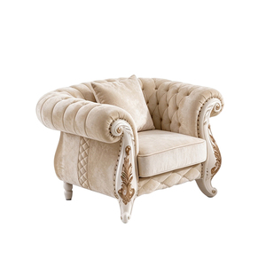 Set di Divani Premium per <span class=keywords><strong>Soggiorno</strong></span> in Stile Royal, Divano a 1, 2 e 3 Posti, Classico Francese, in <span class=keywords><strong>Legno</strong></span> Massello e Tessuto di Lusso - Product Image 6