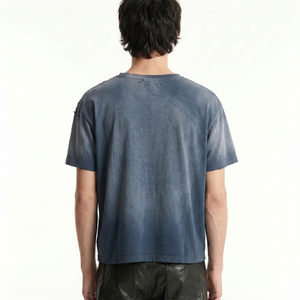 เสื้อยืดผู้ชายคุณภาพสูง 260 กรัม ผ้าฝ้าย OEM สั่งทำพิเศษ ทรงโอเวอร์ไซส์ ไหล่ตก สไตล์วินเทจ ลุคทำเก่า เสื้อยืดเปล่า รุ่น TKAN921 - Product Image 3