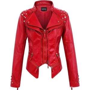 Veste de motard asymétrique cloutée en similicuir PU pour <span class=keywords><strong>femme</strong></span> Sehe Fashion - Product Image 1